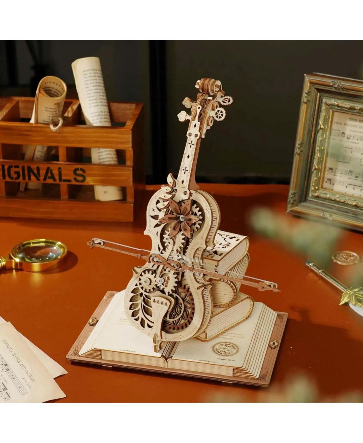 Пазлы Robotime Magic Cello Adults 3D Puzzles, 3D Wooden Puzzles for Adults, Wooden Music Box Puzzle to Build, Unique Music Gift Hobby Kits Festival Gift, цвет: Бежевый — фото 5