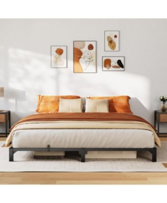 Bed Frame Full Size, 6 Inch Metal Platform, No Screws Needed, No Box Spring Needed, Heavy Duty, 800 Lbs Capacity