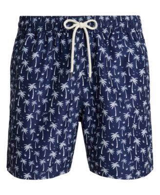 Men's Logo and Palm Trees Printed Swim Trunks