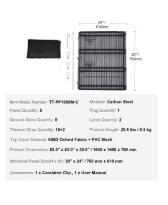 8-Panel 30" Foldable Metal Dog Playpen with Door and Top Cover for Indoor Outdoor Use