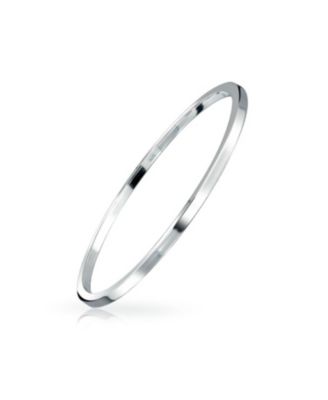 Classic Plain Solid 2MM Flat Edge Stackable.925 Sterling Silver Bangle Bracelet