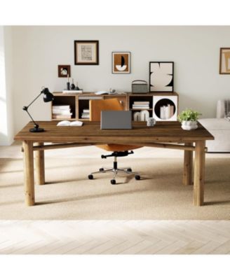 Solid Wood Home Office Desk, 62.99" Large Farmhouse Executive Desk, Computer Table for Office, Conference Room, Study Room