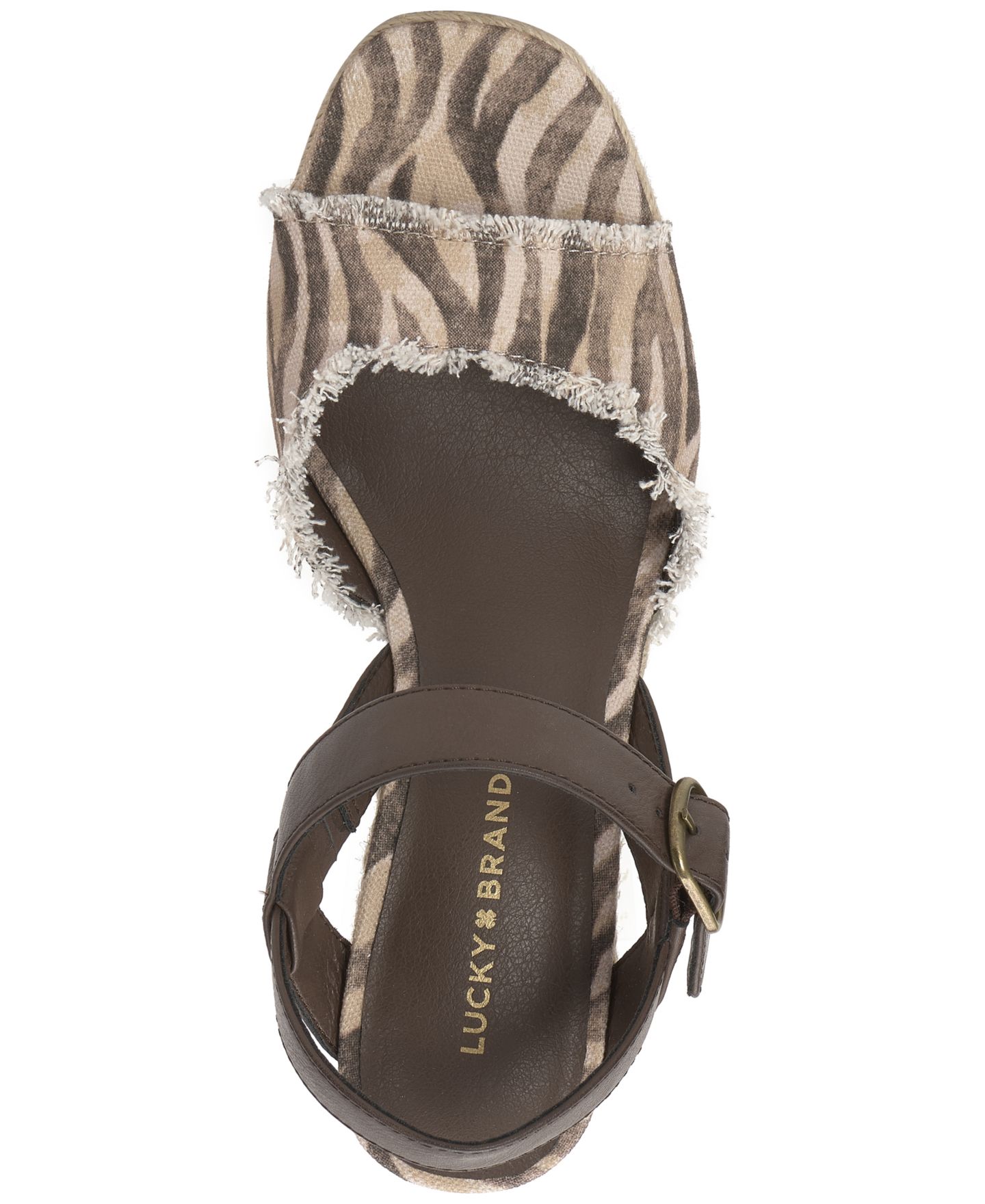Женские сандалии Lucky Brand Mindra Espadrille Wedge, цвет: Коричневый / Коричневый зебра — фото 4