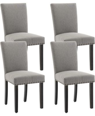 Parsons Dining Chairs Set of 4, Upholstered Fabric Chairs with Nailhead Trim
