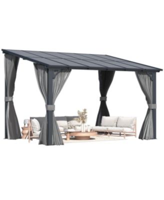 12 Feet x 8 Feet Wall Gazebo with Curtains and Mosquito Netting