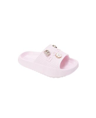 Little Girls Girls  EVA Slide – Lightweight Comfy Slide Sandals with Metal Charms