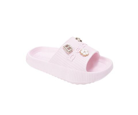 Сандалии Bebe Girls EVA Slide - Lightweight Comfy Slide Sandals with Metal Charms для девочек, цвет: Пудровый