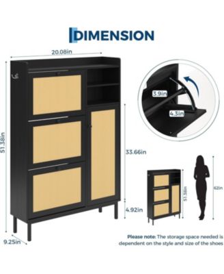 Shoe Cabinet for Entryway with 3 Flip Drawers Freestanding Shoe Organizer Cabinet with Metal Legs for Hallway Storage