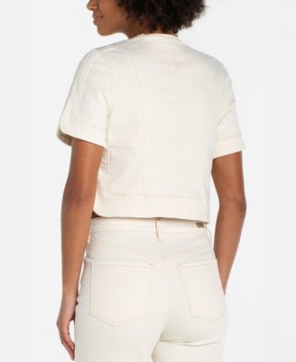 Petite Collarless Cropped Jacket