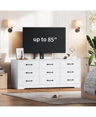 TV stand with mount, 9 drawer modern media console for TVs