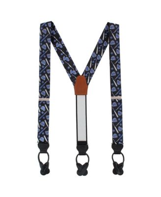 Men's Life Is Better with Baseball Novelty Silk Button End Suspenders