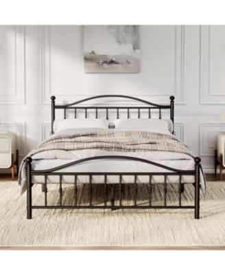Full Size Metal Platform Bed Frame, Circular Headboard and Footboard, Heavy-Duty Iron Frame, No Box Spring Needed, Noise-Free Design