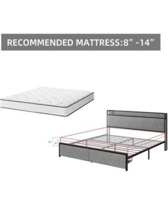 King Bed Frame with Headboard, Storage Drawers & Built In Outlets