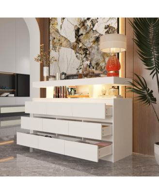 9 Drawer Dresser for Bedroom with LED Light and Power Outlet