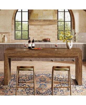 63-inch Bar Table, Farmhouse Counter Height Pub Dining Table, Rectangular Kitchen Bar Height Table