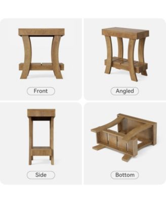 2-Tier Rectangular End Table, Narrow Side Table, Small Night Stand for Bedroom, Living Room, Small Spaces