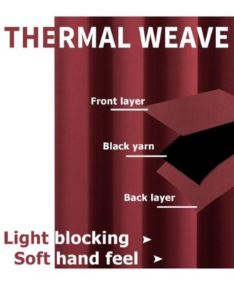 Burgundy Red 2 Piece Grommet Top Blackout Curtain Panels For Extra Long Windows