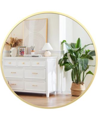 Mirror Wall Mounted, Metal Frame Mirror Dressing Make-Up Vanity Mirror, Anti-Rust, Tempered Glass for Bathroom, Entryway, Living Room, Hallway