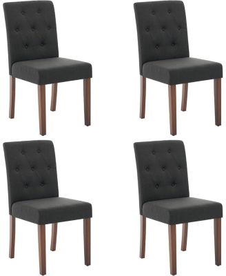 Parsons Button Tufted Dining Chairs Set of 4, Upholstered Fabric Chairs with Wood Legs