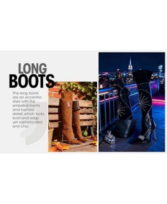 Women's  Medira Pointed Toe Embellished Stiletto Boots