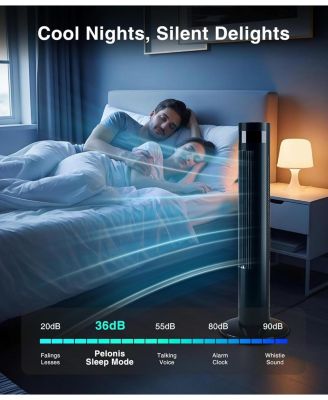 Digital Oscillating Tower Fan, 3-Speed with Remote & 12H Timer