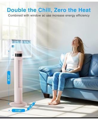 Digital Oscillating Tower Fan, 3-Speed with Remote & 12H Timer