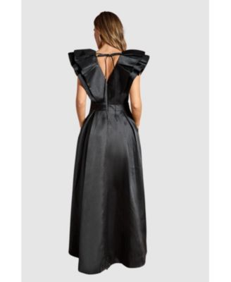 Women's Frill Sleeve V-Neck Midi Dress