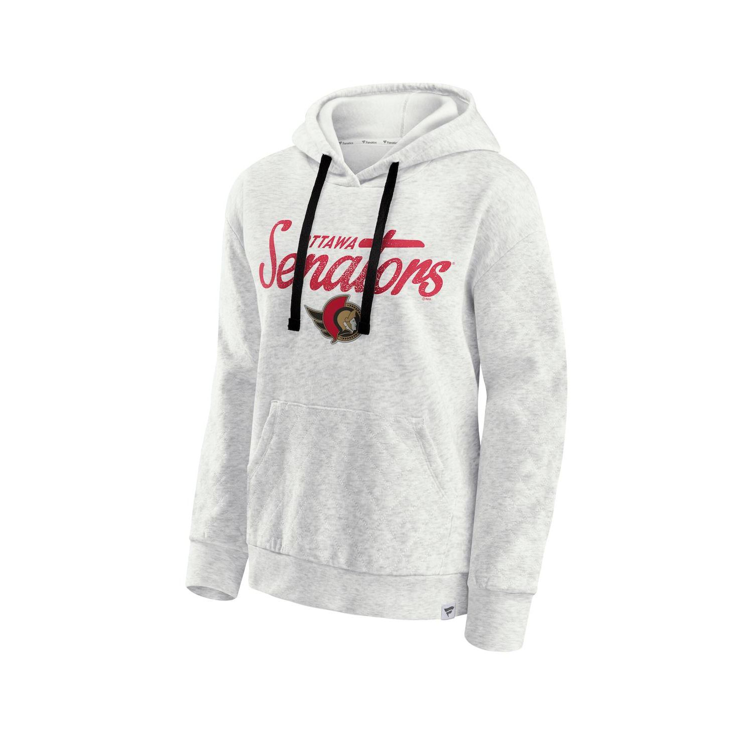 Women's Oatmeal Ottawa Senators True Classics Quilted Pullover Hoodie