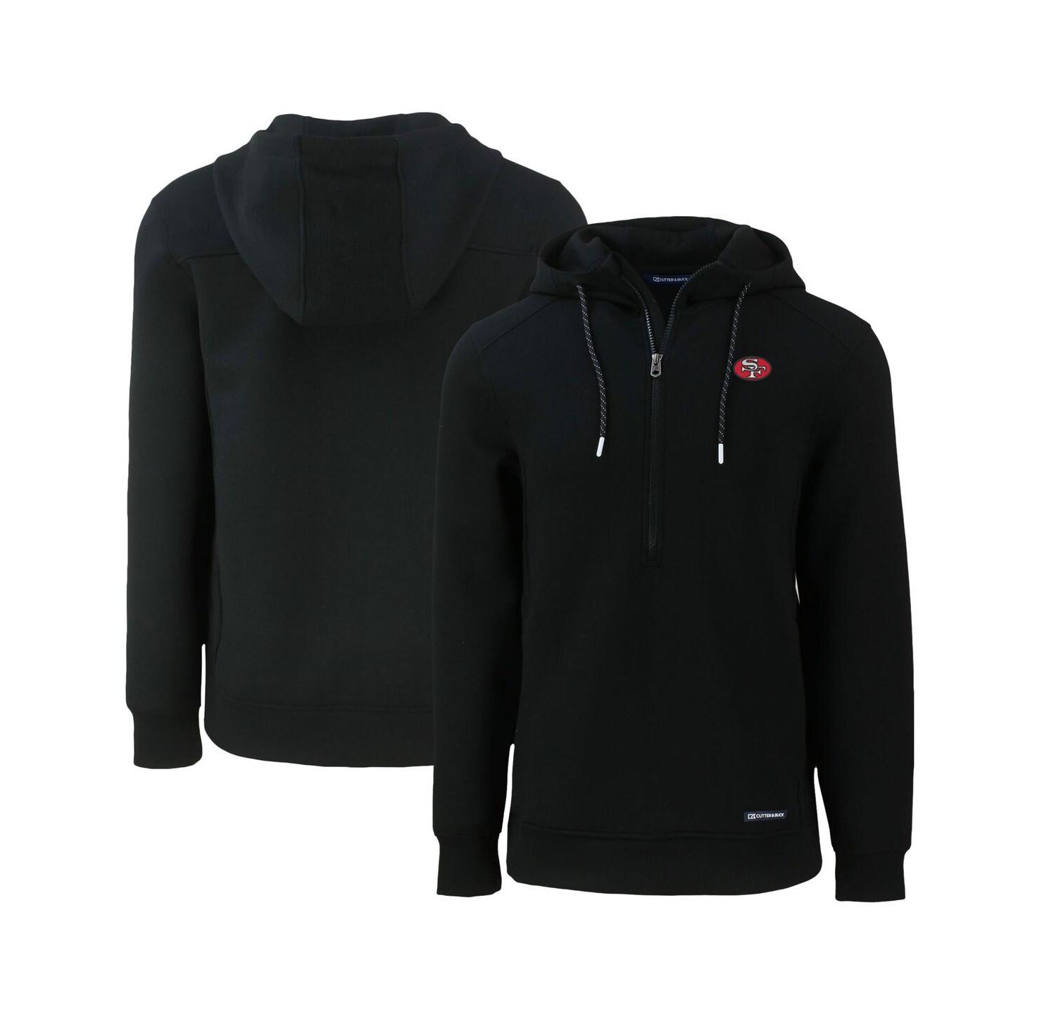 Men's Black San Francisco 49ers Throwback Roam Eco Half-Zip Pullover Hoodie