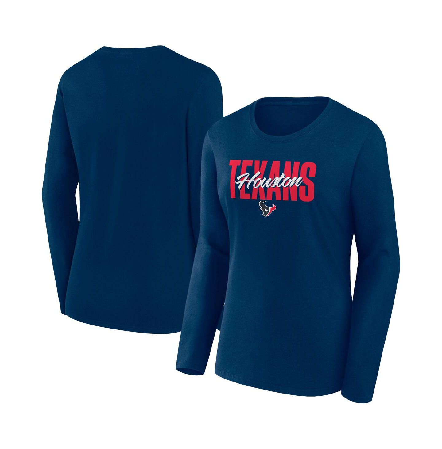 Женская футболка Fanatics Navy Houston Texans Long Sleeve Scoop Neck — фото 1