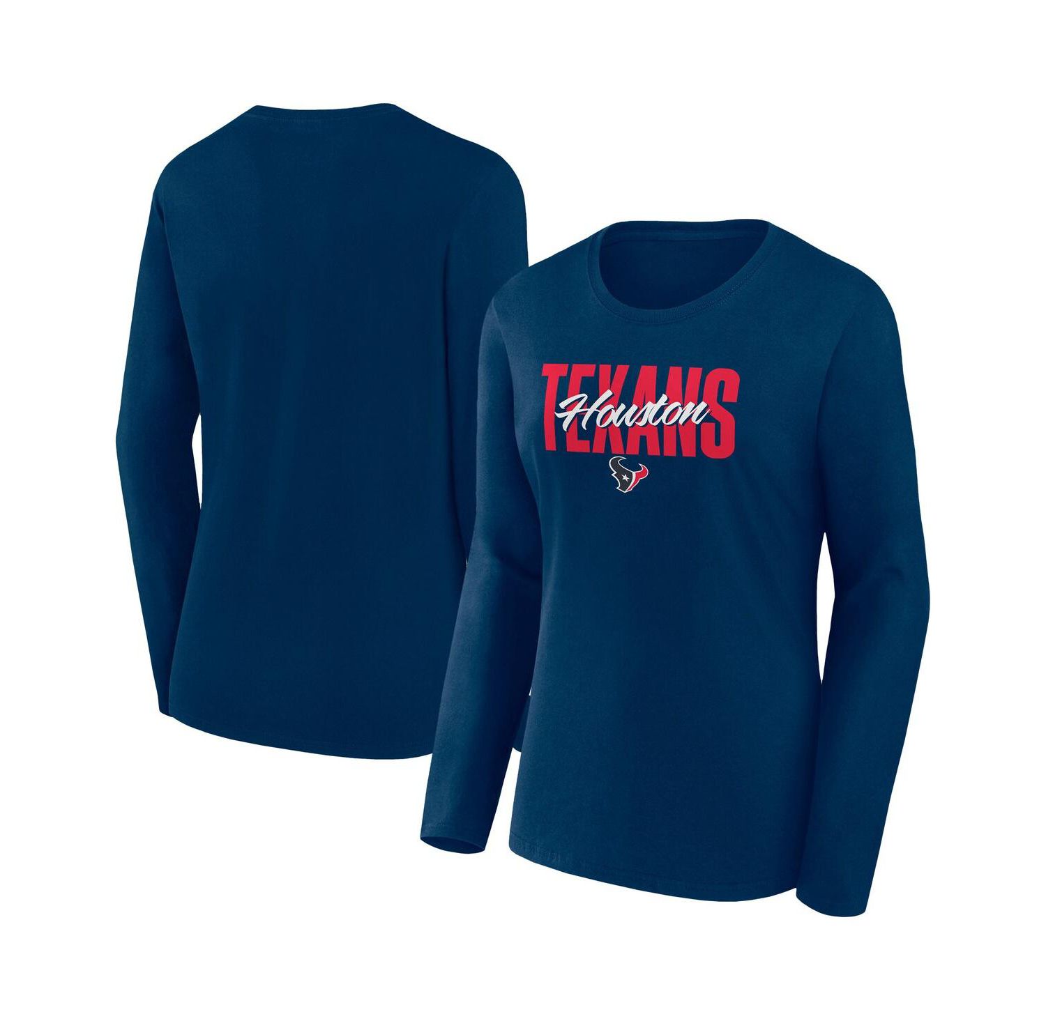Women's Navy Houston Texans Long Sleeve Scoop Neck T-Shirt
