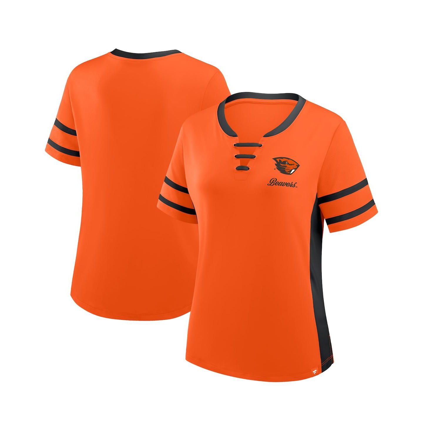 Женская футболка Fanatics Orange/Black Oregon State Beavers Be Fearless Athena Lace-Up — фото 1