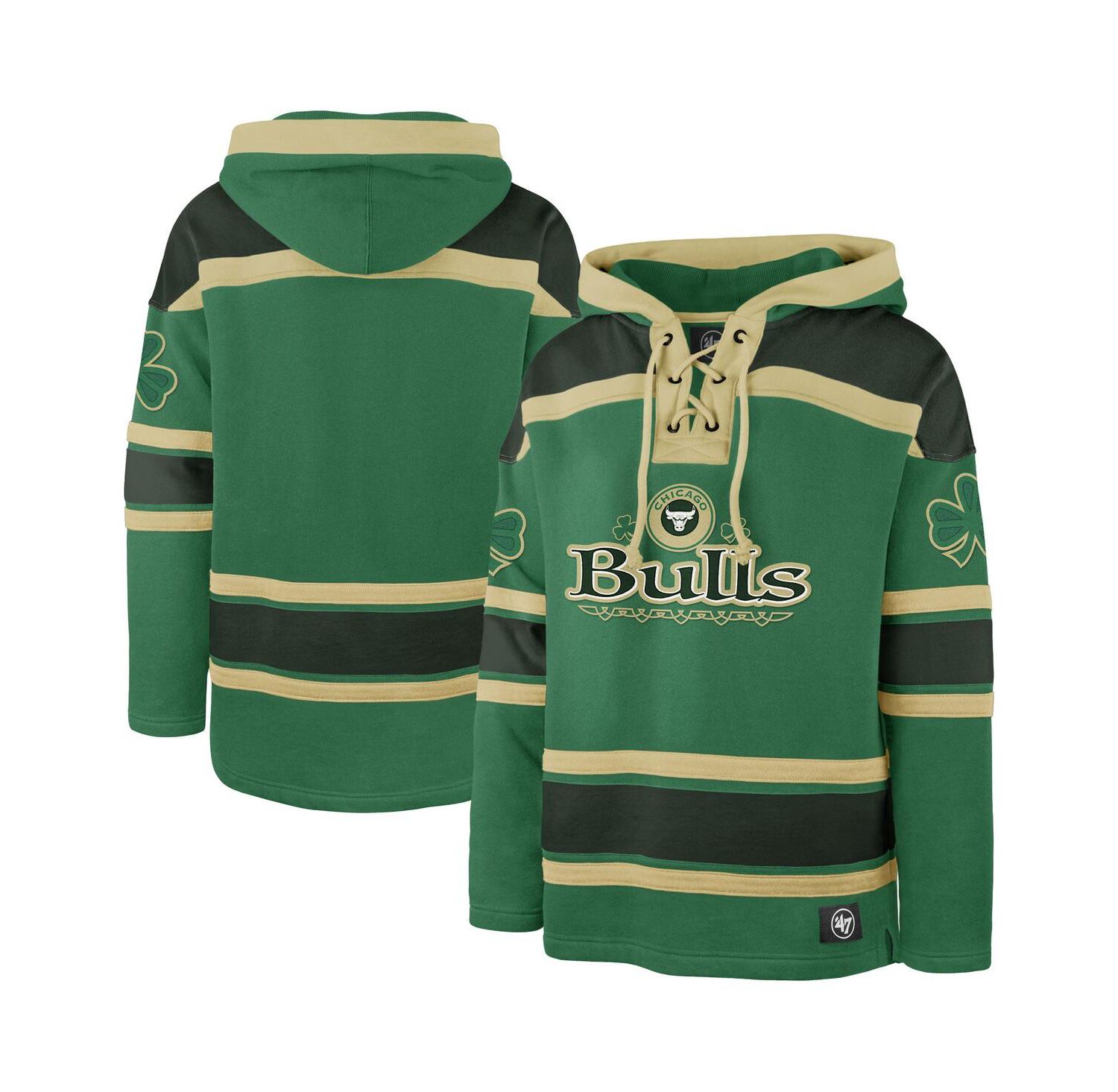 Men's Kelly Green Chicago Bulls McLucky Superior Lace-Up Pullover Hoodie