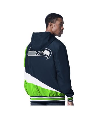 Men's College Navy/Charcoal Seattle Seahawks Dual Threat Reversable Full-Zip Hooded Jacket