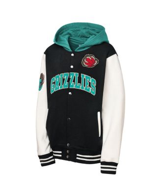 Big Boys and Girls Black Vancouver Grizzlies Hardwood Classics Courtside Fleece Full-Snap Hooded Jacket
