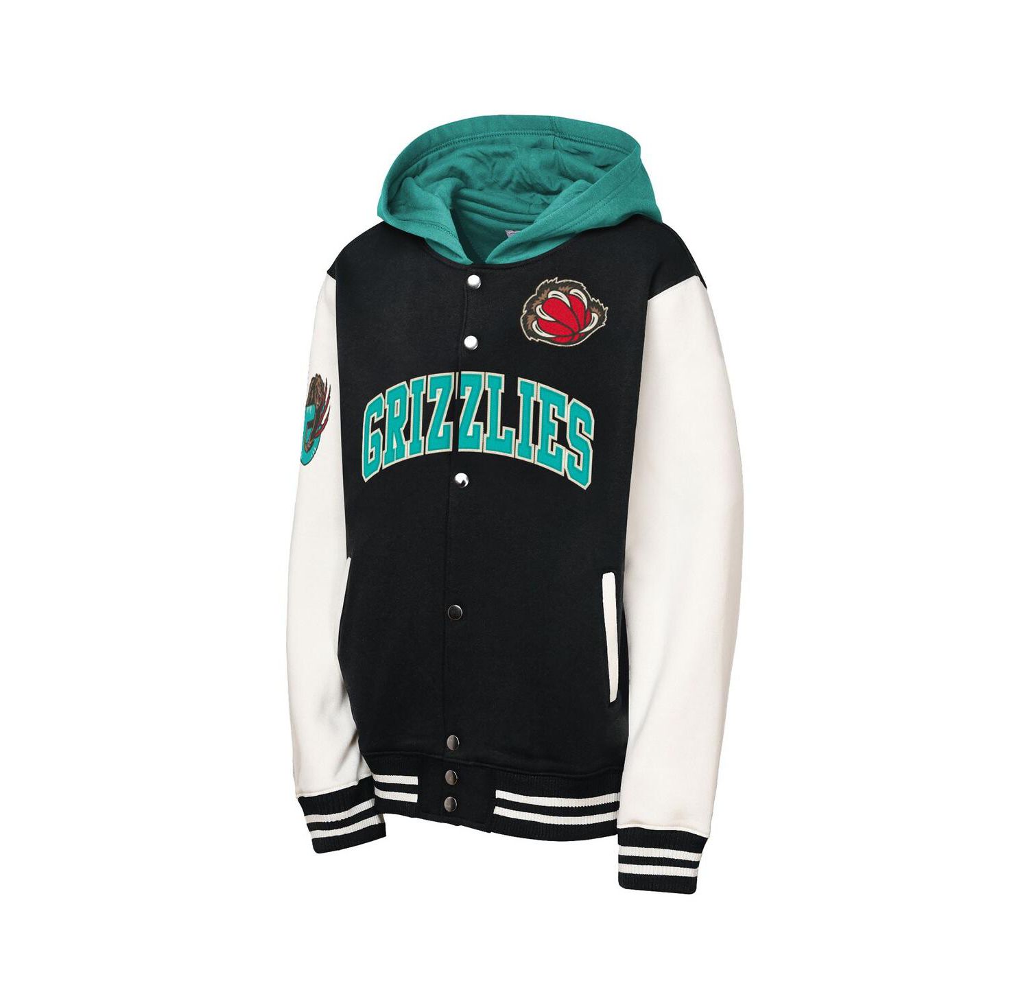 Big Boys and Girls Black Vancouver Grizzlies Hardwood Classics Courtside Fleece Full-Snap Hooded Jacket