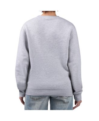 Women's Gray New England Patriots Distressed Graphics Fleece Pullover Sweatshirt