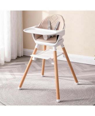 Convertible Baby High Chair with Adjustable Footrest and Detachable Tray