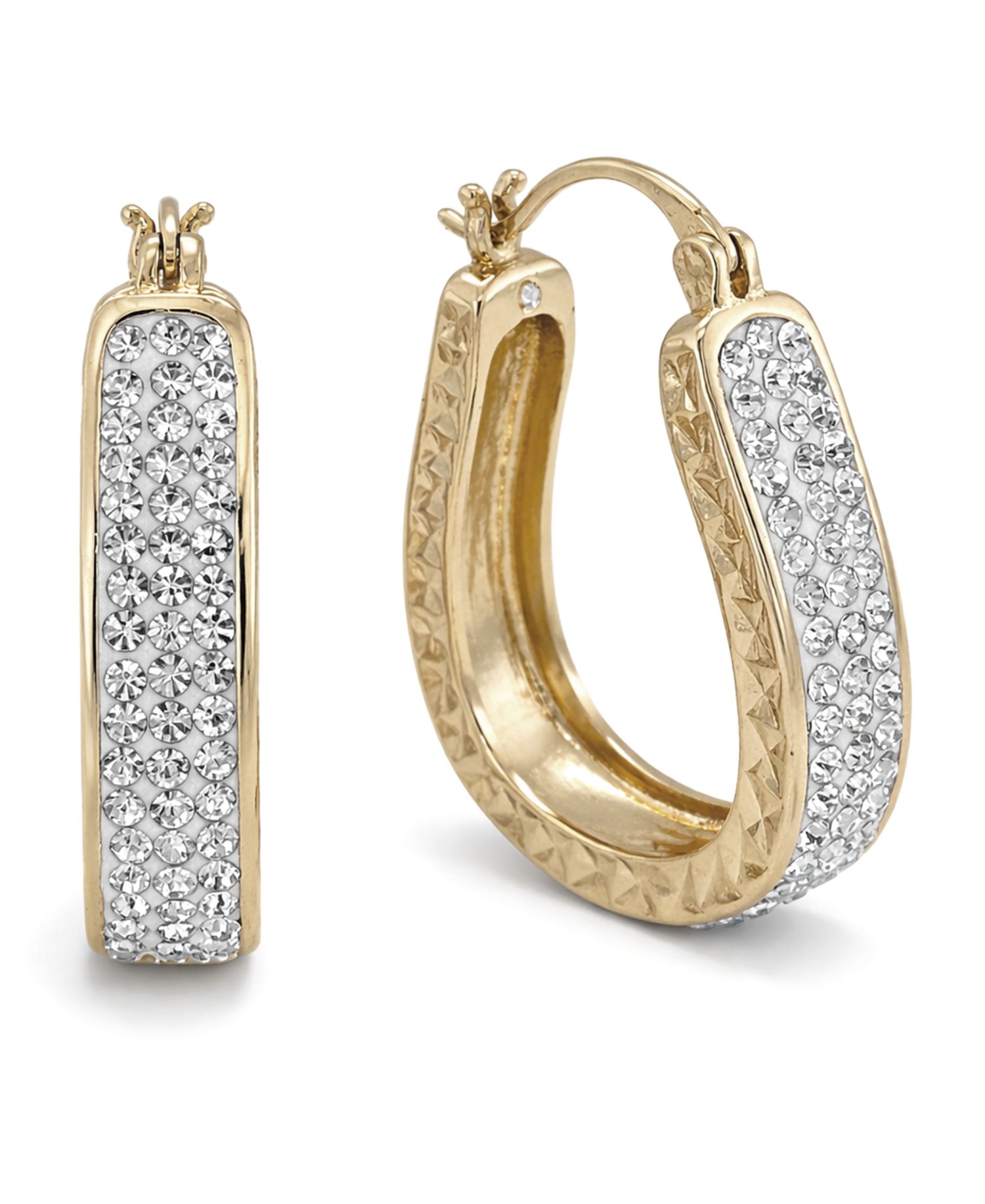 Clear Crystal Diamond Cut Hoop Earrings