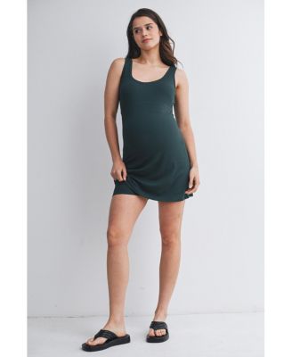 Maternity Ribbed Bodycon Mini Tank Dress with Built-In Shorts