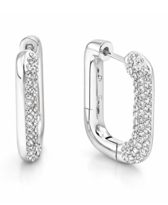 Clear Crystal Rectangular Shaped Hoop Earrings