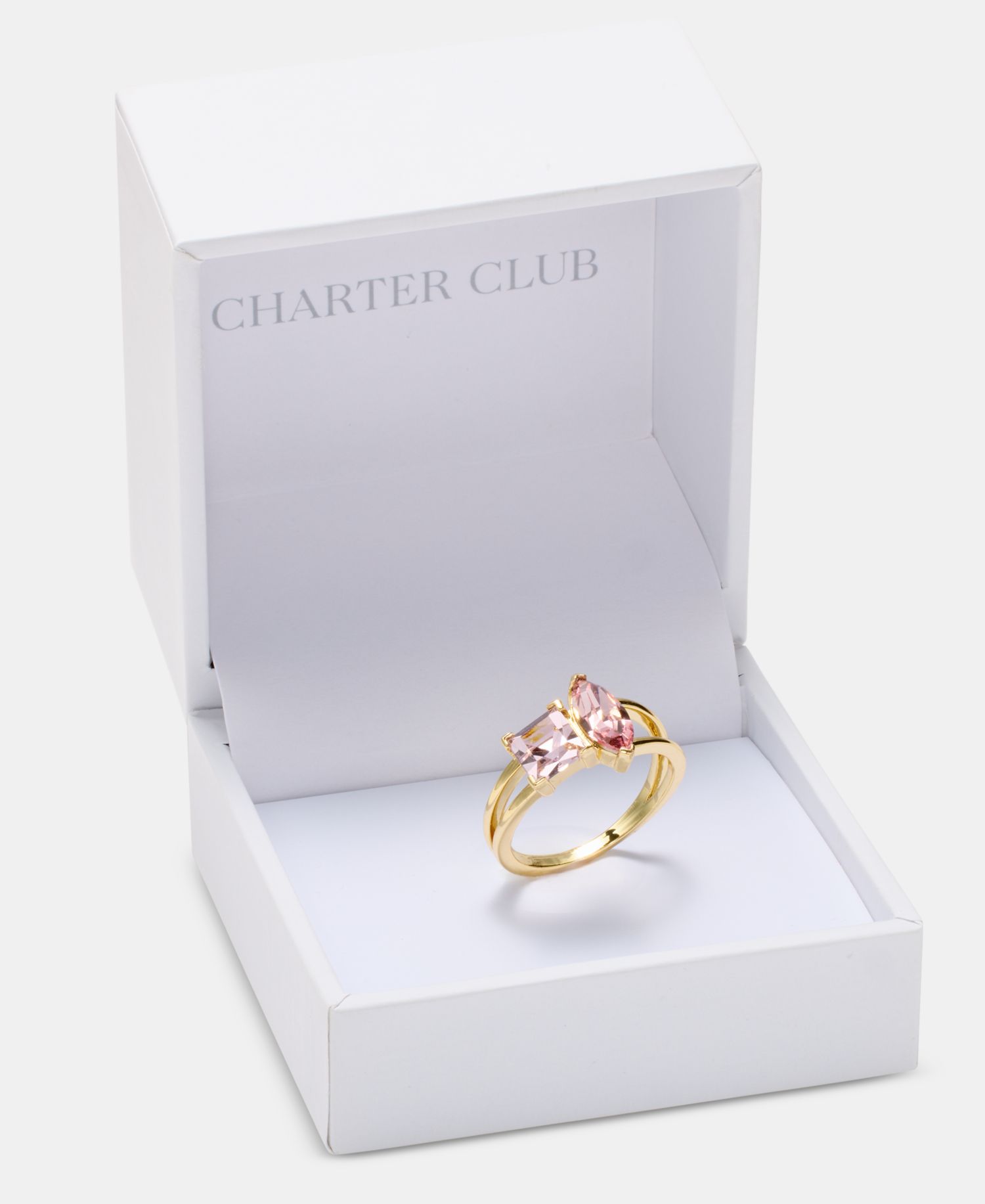 Two-Stone Pink Crystal Ring