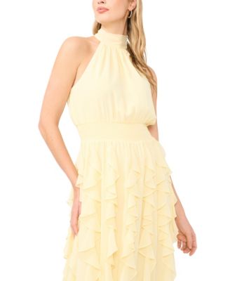 Women's Cascading Collared Neck Maxi Dress