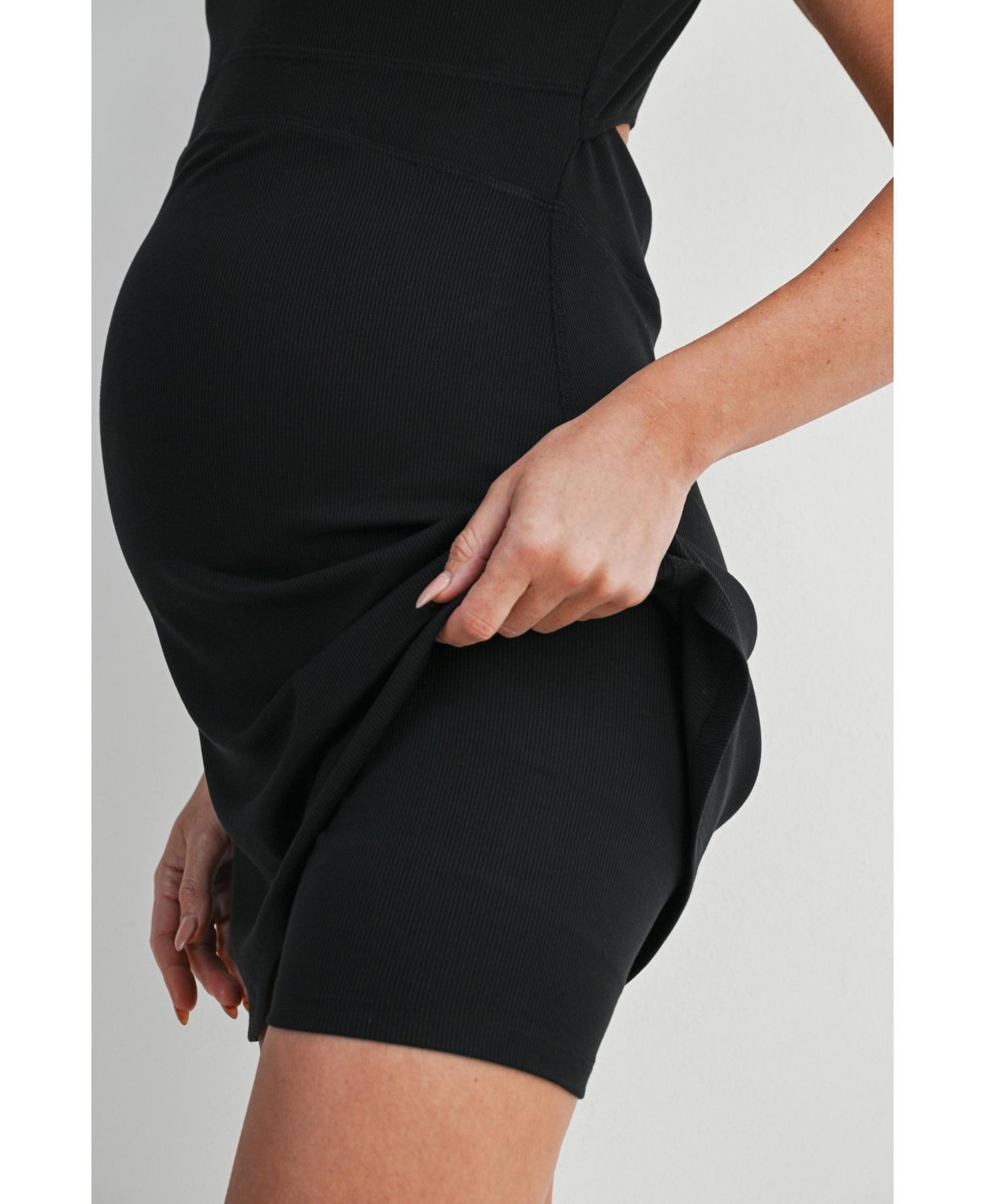Women's Ribbed Bodycon Mini Tank Dress with Built-In Shorts