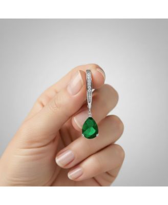 Elegant Sterling Silver Dangling Pear-Shaped Cubic Zirconia Earrings