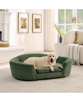 Oversized Oval Dog Sofa Bed with Tufted Backrest
