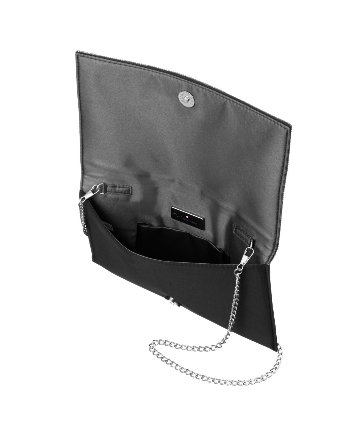 Crystal Embellished Flap Slim Magnetic Snap Clutch