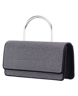 Elongated Crystal Magnetic Snap Satchel Bag