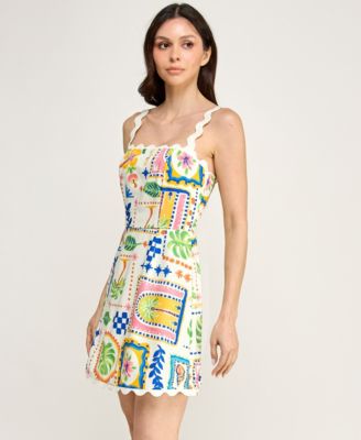 Juniors' Sleeveless Ric Rac Trim Detail Slim Dress