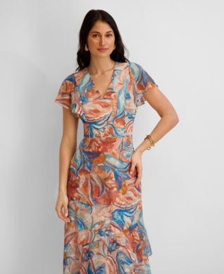 Women's Printed Burnout Chiffon A-Line Dress